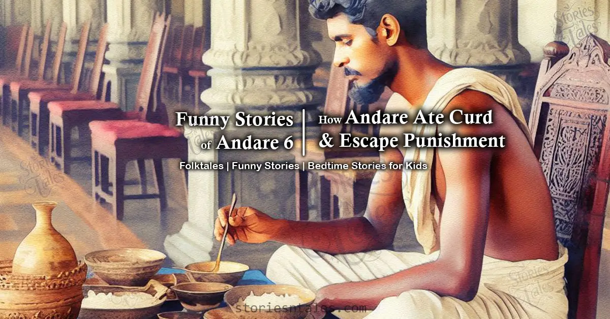 ststoriesntales.com - bedtime stories for kids - funny folktales - funny stories of andare - 6 - how andare ate curd and escape the punishment