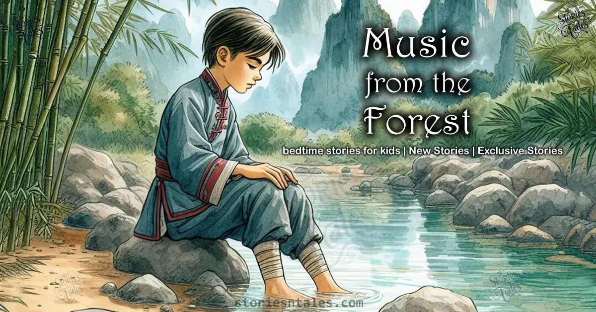 storiesntales.com - bedtime stories for kids - music from the forest [exclusive story] - a story about a chinese boy named Chen Xiao who was born into a farming family, but loved music and learned music against all the odds.